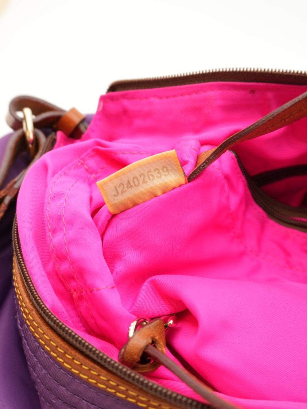 Dooney & Bourke Purple Canvas And Leather Colorful Shoulder Bag Tote - Picture 9 of 16
